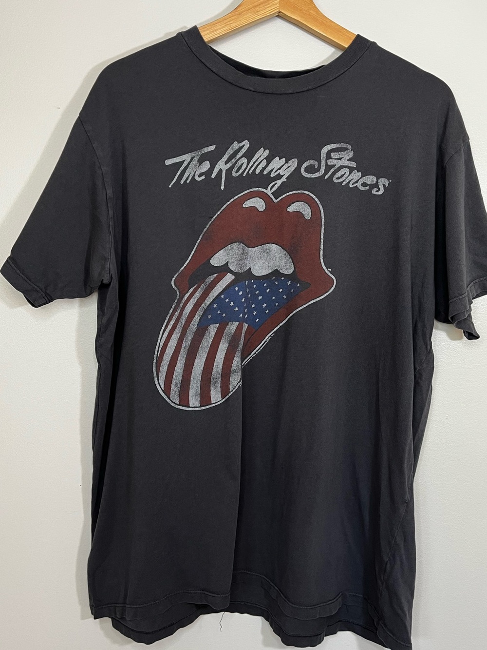 The Stones Gray Cotton Graphic Tour Tee - Men's Vintage Style Band Shirt XL
